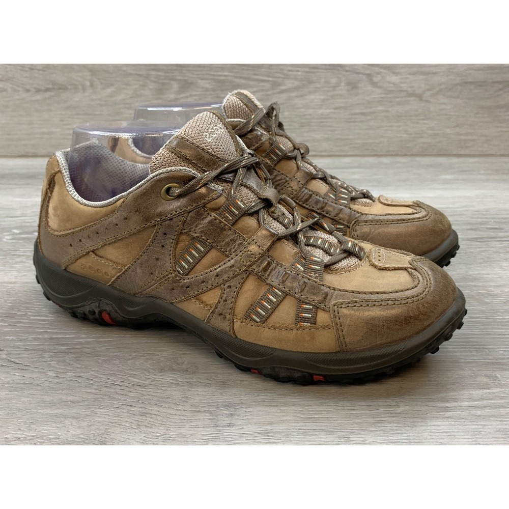 ECCO Receptor Technology Brown Leather Mesh Hiking Trail Shoes Women's 8.5